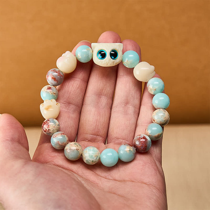 Buddha Stones Shoushan-Stein-Armband mit handgeschnitztem Katzen-Relief-Motiv - image 5