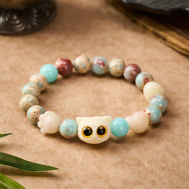 Buddha Stones Shoushan-Stein-Armband mit handgeschnitztem Katzen-Relief-Motiv - Gelbäugige Katze (Handgelenkumfang: 16–17 cm) - Shoushan-Stein (Positive ♥ Harmonie) - image 11