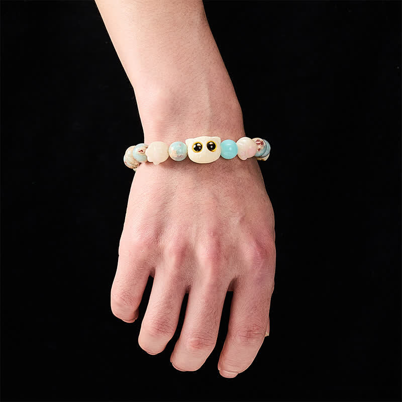 Buddha Stones Shoushan-Stein-Armband mit handgeschnitztem Katzen-Relief-Motiv - image 17