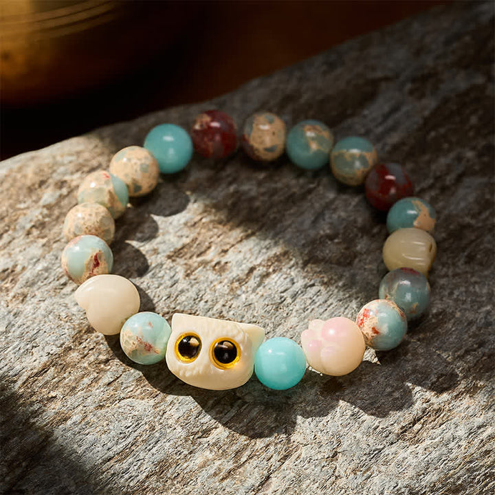 Buddha Stones Shoushan-Stein-Armband mit handgeschnitztem Katzen-Relief-Motiv - image 13