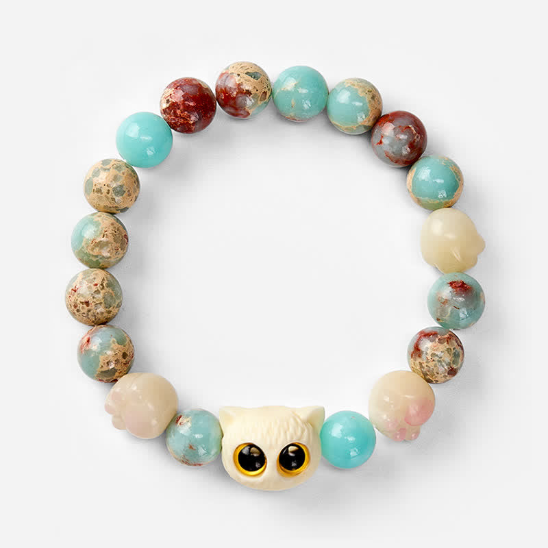 Buddha Stones Shoushan-Stein-Armband mit handgeschnitztem Katzen-Relief-Motiv - image 16