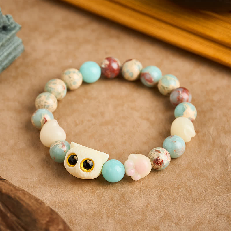 Buddha Stones Shoushan-Stein-Armband mit handgeschnitztem Katzen-Relief-Motiv - image 12