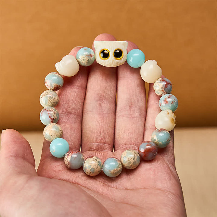 Buddha Stones Shoushan-Stein-Armband mit handgeschnitztem Katzen-Relief-Motiv - image 14