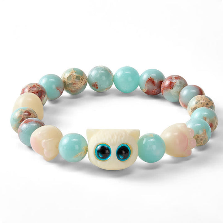 Buddha Stones Shoushan-Stein-Armband mit handgeschnitztem Katzen-Relief-Motiv - image 3