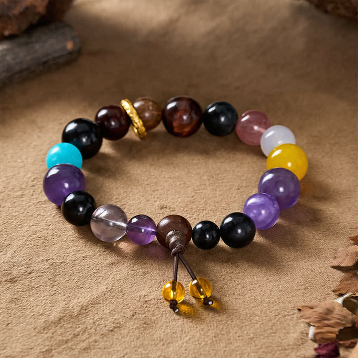 Buddha Stones Tibetisches Balance-Armband mit 18 Perlen aus Amethyst und Tigerauge - image 4