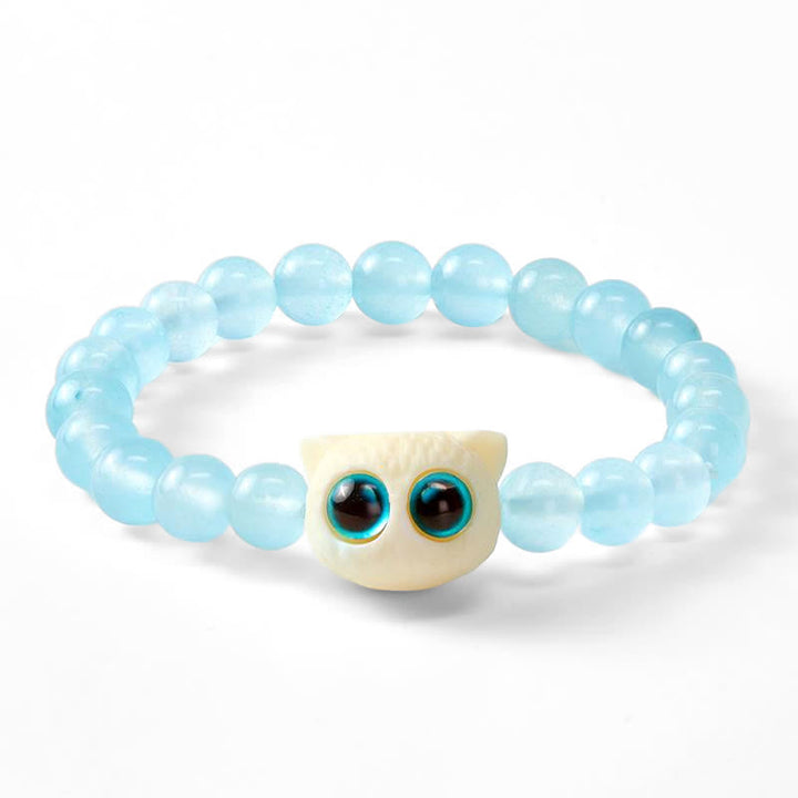 Buddha Stones Blaues Chalcedon-Elfenbein-Frucht-Katzen-Kraftarmband - image 6