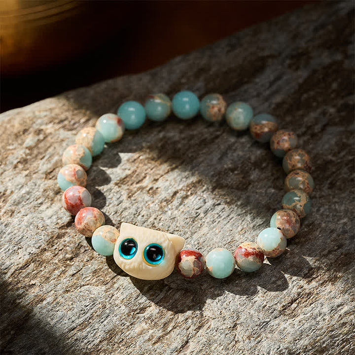 Buddha Stones Shoushan-Armband aus Elfenbein, Frucht und Katze – ein Symbol für Wohlstand - image 3