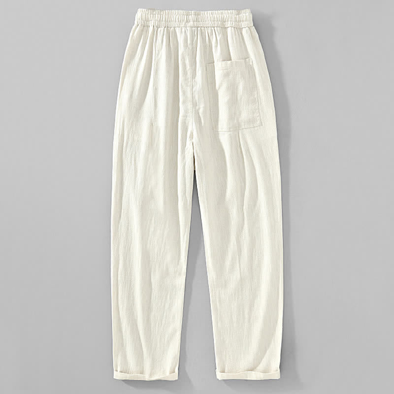 Buddha Stones Lässige, minimalistische Herren-Ankle-Hose mit Kordelzug und Taschen für Frühling und Sommer - image 11