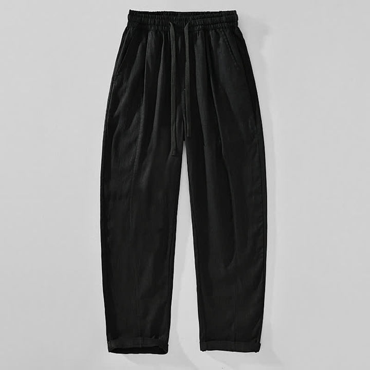 Buddha Stones Lässige, minimalistische Herren-Ankle-Hose mit Kordelzug und Taschen für Frühling und Sommer - Schwarz - US/ UK/AU44, EU54 (4XL) - image 2