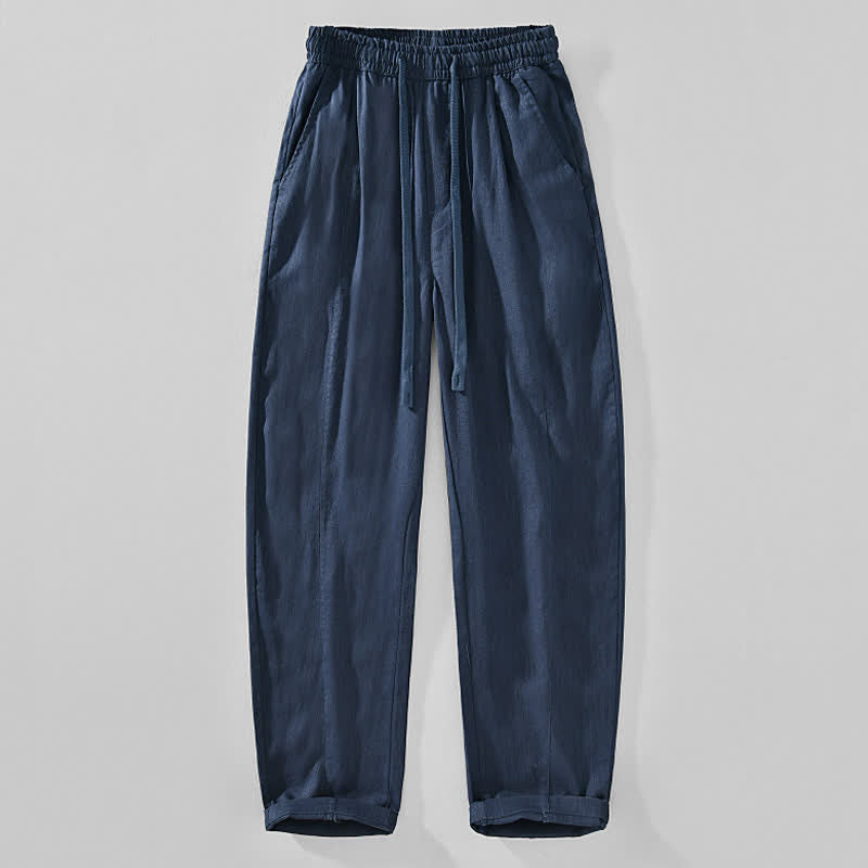 Buddha Stones Lässige, minimalistische Herren-Ankle-Hose mit Kordelzug und Taschen für Frühling und Sommer - Marine - US/ UK/AU44, EU54 (4XL) - image 4