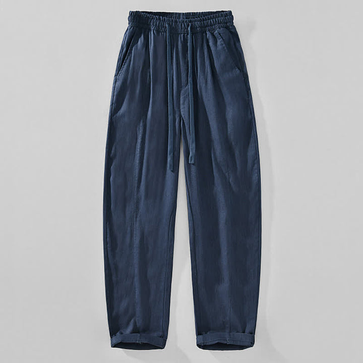 Buddha Stones Lässige, minimalistische Herren-Ankle-Hose mit Kordelzug und Taschen für Frühling und Sommer - Marine - US/ UK/AU44, EU54 (4XL) - image 4