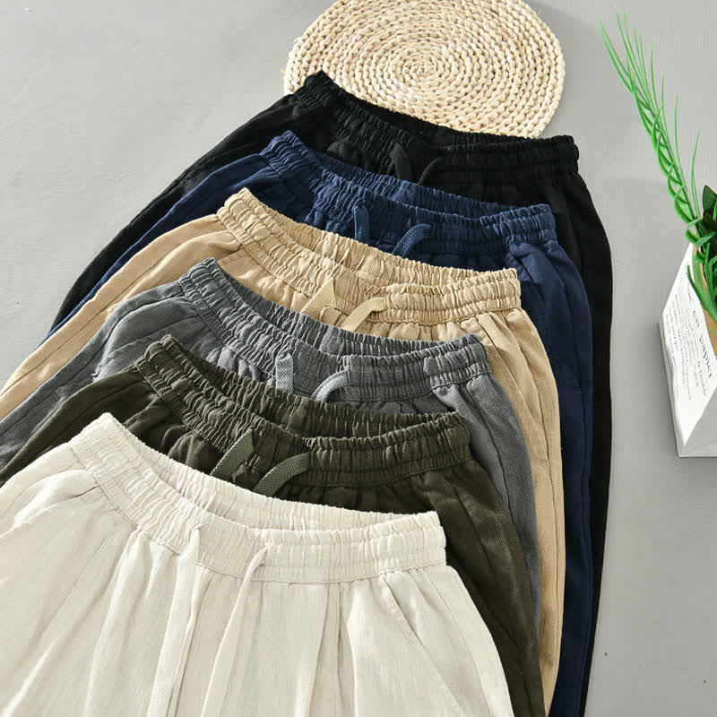 Buddha Stones Lässige, minimalistische Herren-Ankle-Hose mit Kordelzug und Taschen für Frühling und Sommer - image 18
