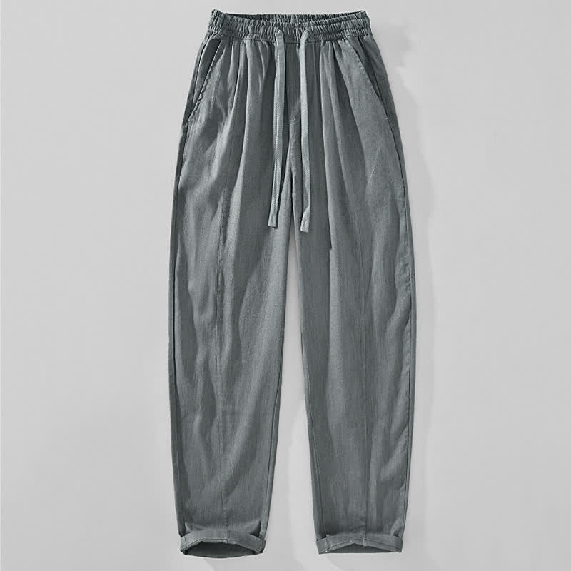 Buddha Stones Lässige, minimalistische Herren-Ankle-Hose mit Kordelzug und Taschen für Frühling und Sommer - Hellschiefergrau - US/ UK/AU44, EU54 (4XL) - image 0