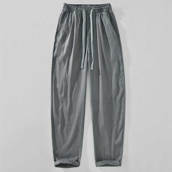 Buddha Stones Lässige, minimalistische Herren-Ankle-Hose mit Kordelzug und Taschen für Frühling und Sommer - Hellschiefergrau - US/ UK/AU44, EU54 (4XL) - image 0