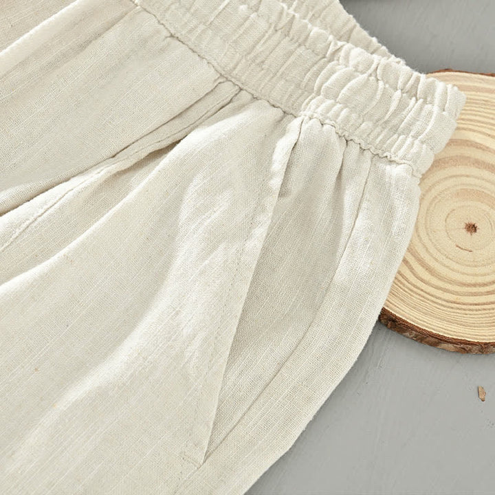 Buddha Stones Lässige, minimalistische Herren-Ankle-Hose mit Kordelzug und Taschen für Frühling und Sommer - image 14
