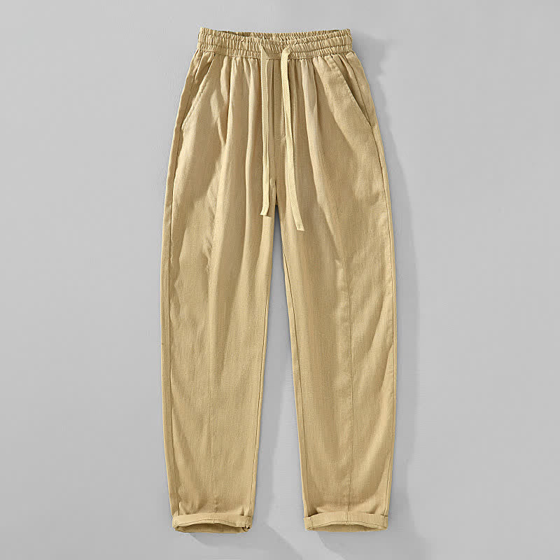 Buddha Stones Lässige, minimalistische Herren-Ankle-Hose mit Kordelzug und Taschen für Frühling und Sommer - Bräunen - US/ UK/AU44, EU54 (4XL) - image 6