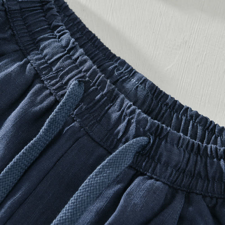 Buddha Stones Lässige, minimalistische Herren-Ankle-Hose mit Kordelzug und Taschen für Frühling und Sommer - image 5