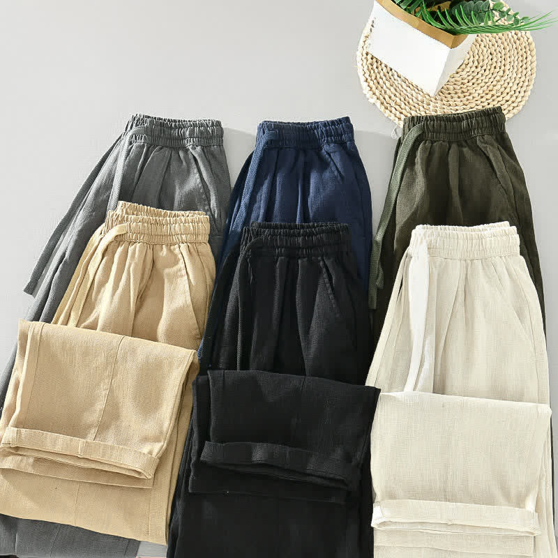 Buddha Stones Lässige, minimalistische Herren-Ankle-Hose mit Kordelzug und Taschen für Frühling und Sommer - image 17