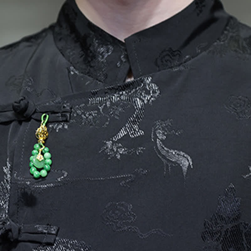Buddha Stones Elegantes Herrenhemd im Spring Tang Style mit Stehkragen, Froschknopfleiste und Ellbogenlänge. - image 17