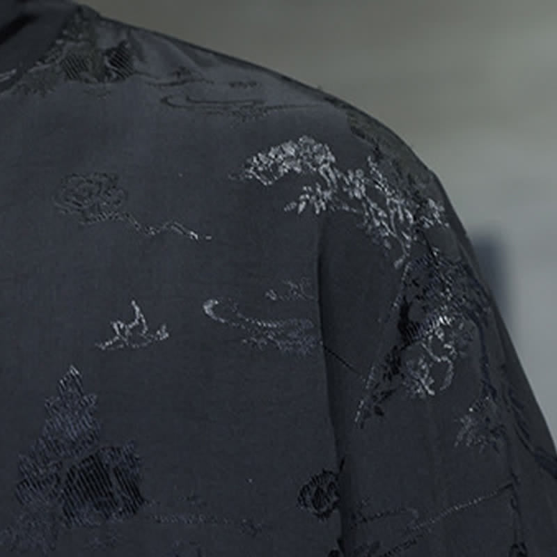 Buddha Stones Elegantes Herrenhemd im Spring Tang Style mit Stehkragen, Froschknopfleiste und Ellbogenlänge. - image 19