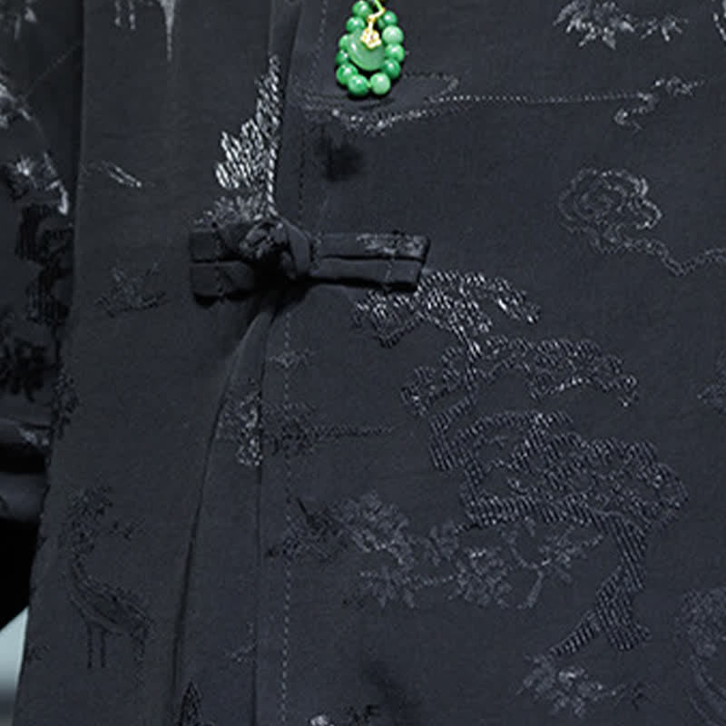 Buddha Stones Elegantes Herrenhemd im Spring Tang Style mit Stehkragen, Froschknopfleiste und Ellbogenlänge. - image 18