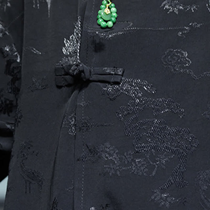 Buddha Stones Elegantes Herrenhemd im Spring Tang Style mit Stehkragen, Froschknopfleiste und Ellbogenlänge. - image 18