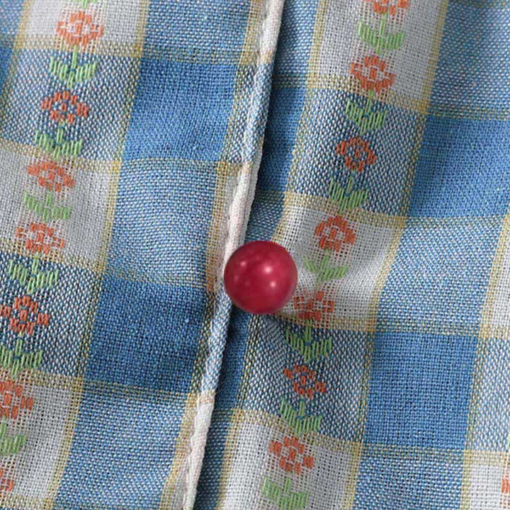 Buddha Stones Sommerliches, ärmelloses Damen-Sommerkleid mit Knopfleiste, Kordelzug und Taschen in Vichy-Karo-Optik - image 9