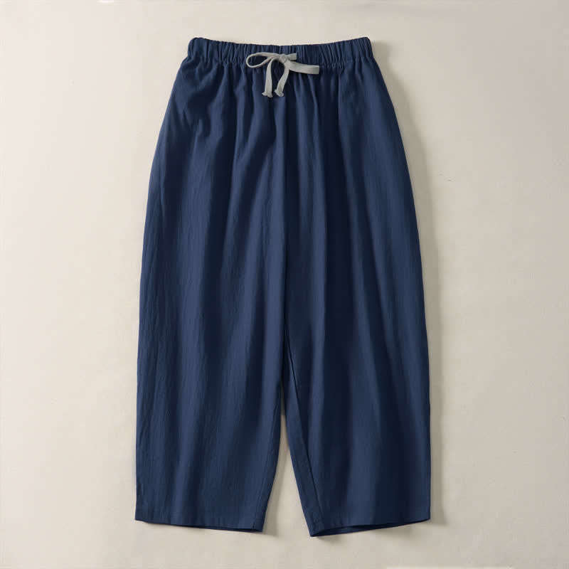 Buddha Stones Lässige, einfarbige, knöchellange Herren-Haremshose mit Taschen - Mitternachtsblau - US/UK/AU54, EU64 (9XL) - image 0