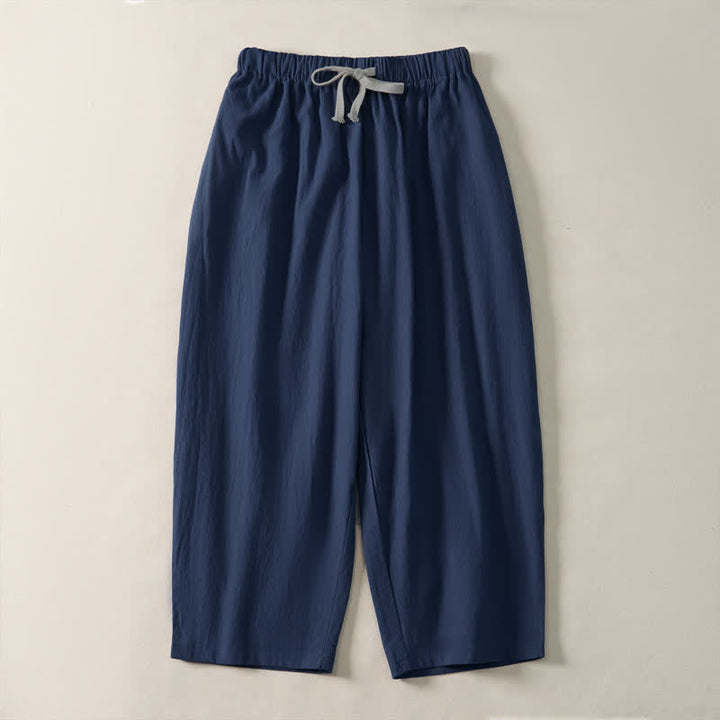 Buddha Stones Lässige, einfarbige, knöchellange Herren-Haremshose mit Taschen - Mitternachtsblau - US/UK/AU54, EU64 (9XL) - image 0