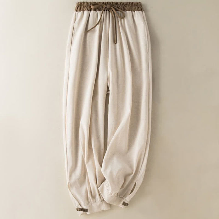 Buddha Stones – Schlichte Haremshose aus Baumwolle mit Kordelzug und Taschen für Damen - Beige - US16, UK/AU20, EU48 (3XL) - image 0