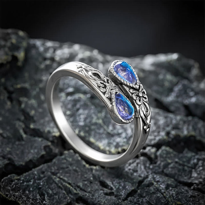 Buddha Stones Kupfer Liuli Butterfly Freedom Offener Ring - Silbrig - image 0