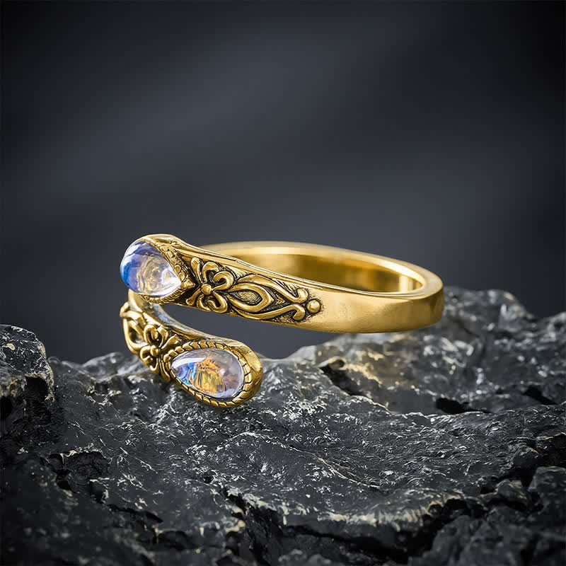 Buddha Stones Kupfer Liuli Butterfly Freedom Offener Ring - image 9