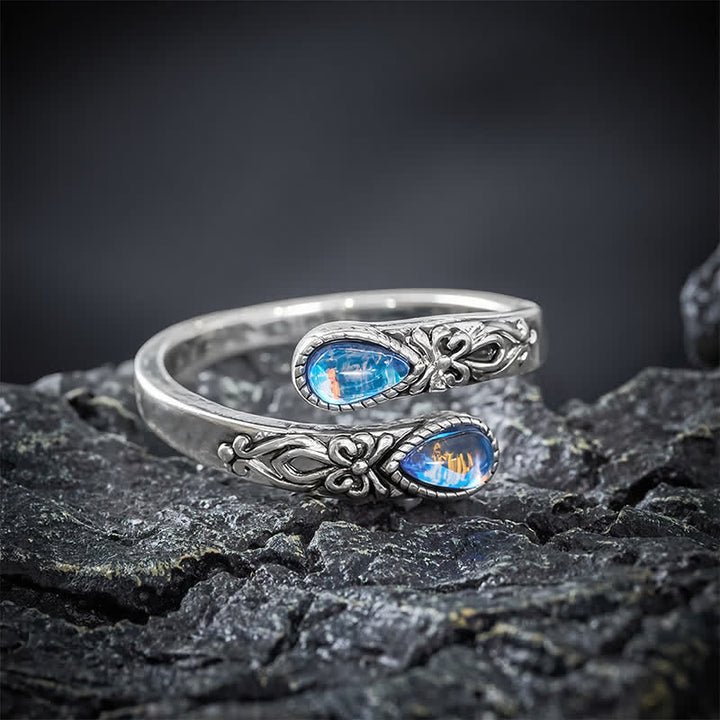 Buddha Stones Kupfer Liuli Butterfly Freedom Offener Ring - image 1