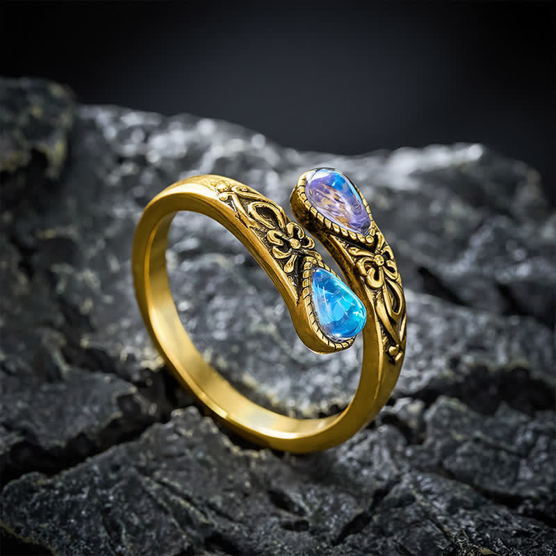 Buddha Stones Kupfer Liuli Butterfly Freedom Offener Ring - Golden - image 8