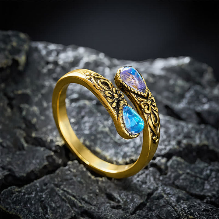 Buddha Stones Kupfer Liuli Butterfly Freedom Offener Ring - Golden - image 8