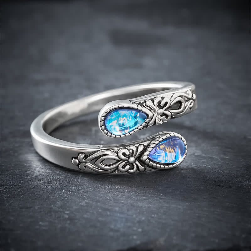 Buddha Stones Kupfer Liuli Butterfly Freedom Offener Ring - image 3