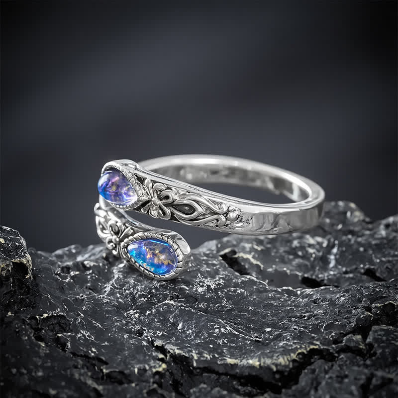 Buddha Stones Kupfer Liuli Butterfly Freedom Offener Ring - image 4