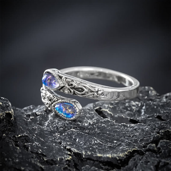 Buddha Stones Kupfer Liuli Butterfly Freedom Offener Ring - image 4