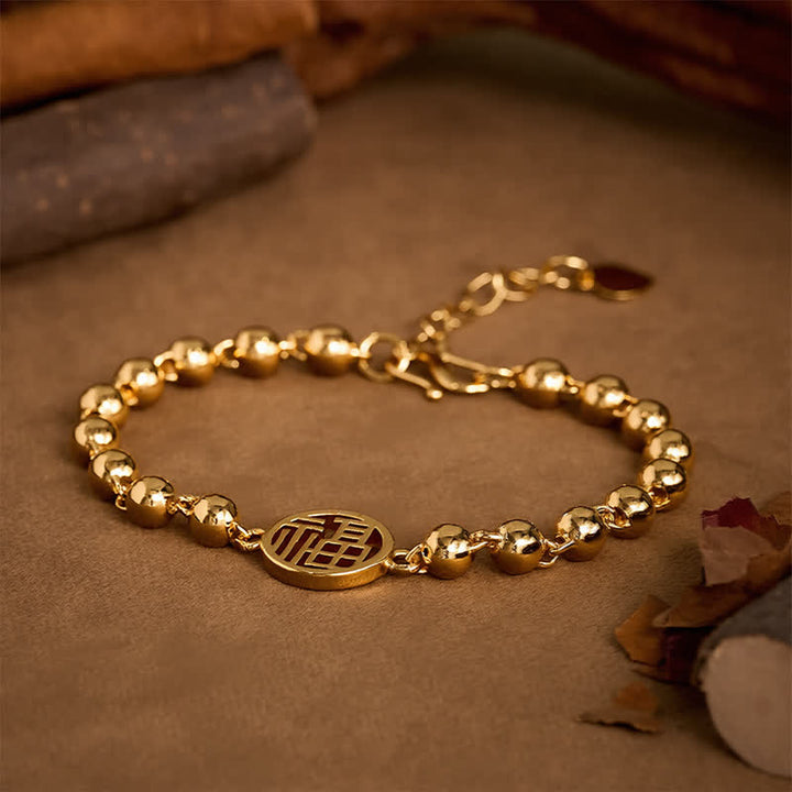 Buddha Stones Kupfernes Fu-Charakter-Perlenarmband mit Segenssymbol - image 2