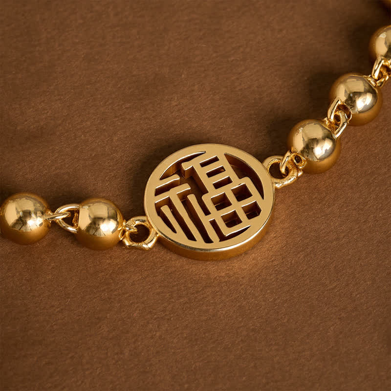 Buddha Stones Kupfernes Fu-Charakter-Perlenarmband mit Segenssymbol - image 3