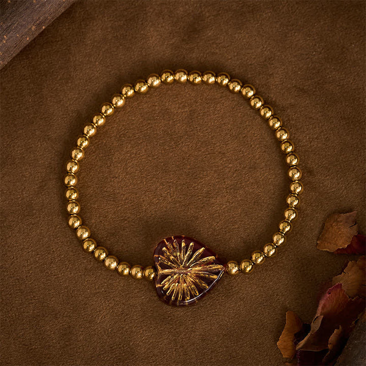 Buddha Stones Liuli Herzperlenarmband aus Titanstahl - Magenta - image 7