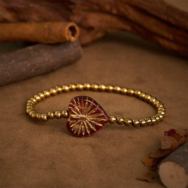 Buddha Stones Liuli Herzperlenarmband aus Titanstahl - image 8