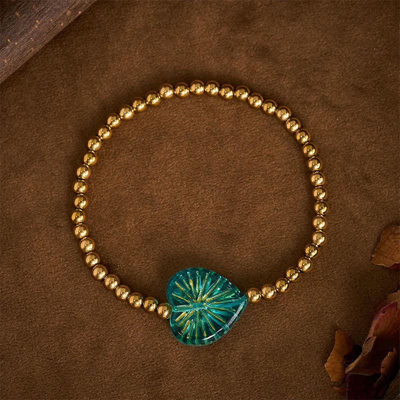 Buddha Stones Liuli Herzperlenarmband aus Titanstahl - Blau - image 11