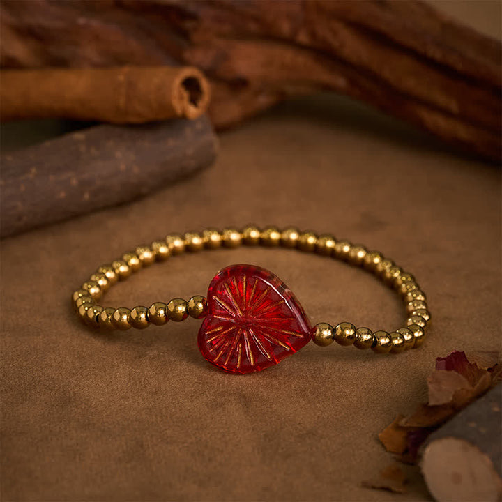 Buddha Stones Liuli Herzperlenarmband aus Titanstahl - image 2
