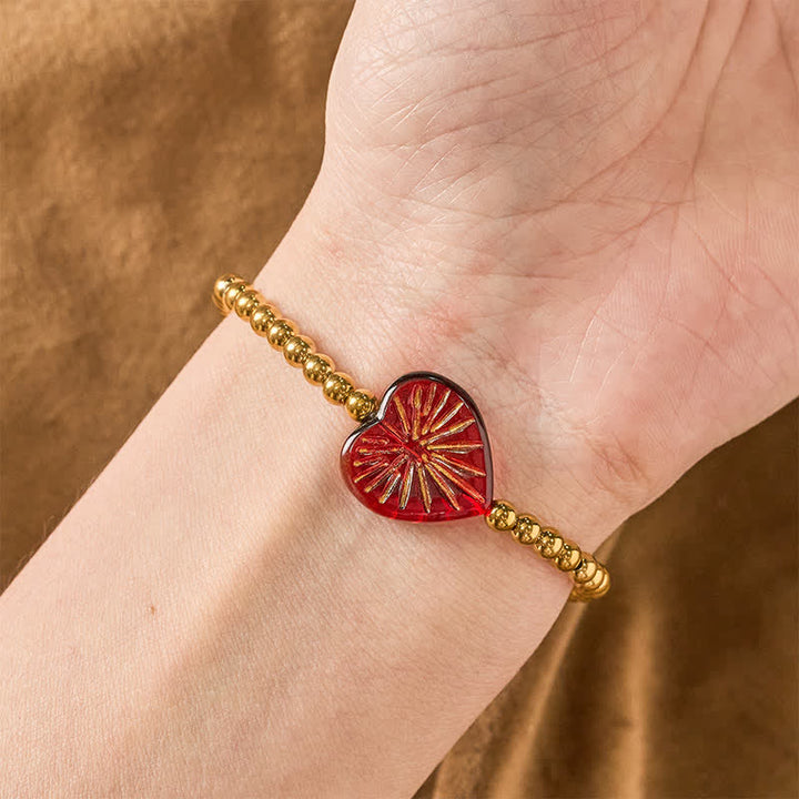 Buddha Stones Liuli Herzperlenarmband aus Titanstahl - image 3