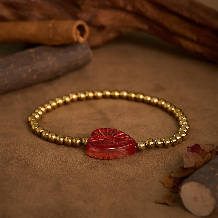 Buddha Stones Liuli Herzperlenarmband aus Titanstahl - image 1