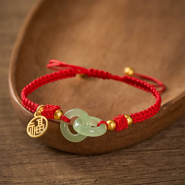 Buddha Stones Kupfernes Liuli Fu Glücks-Armband mit roter Schnur - image 1