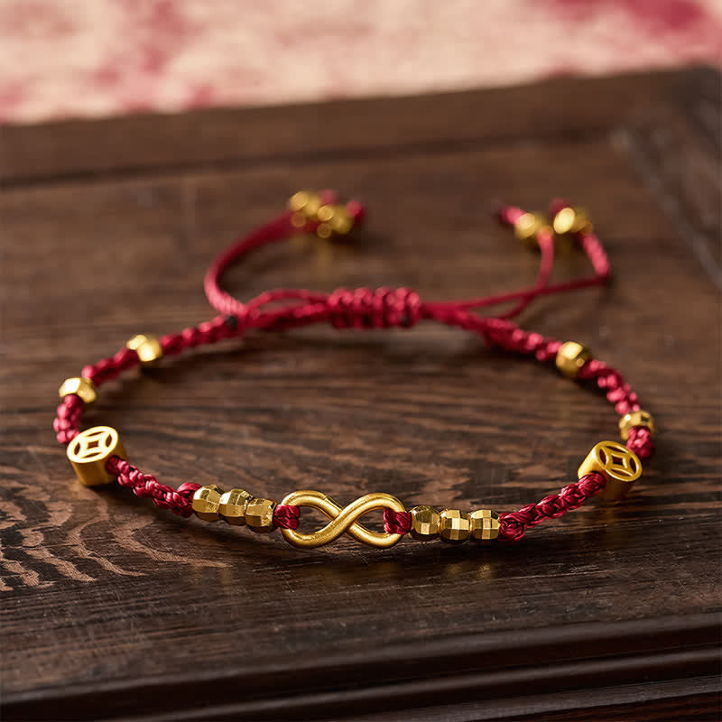 Buddha Stones Geflochtenes rotes Armband mit chinesischem Unendlichkeitssymbol - Rote Schnur (Schutz ♥ Glück) - image 0