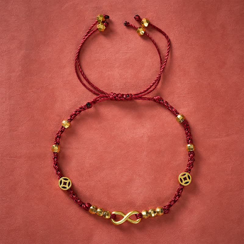 Buddha Stones Geflochtenes rotes Armband mit chinesischem Unendlichkeitssymbol - image 1