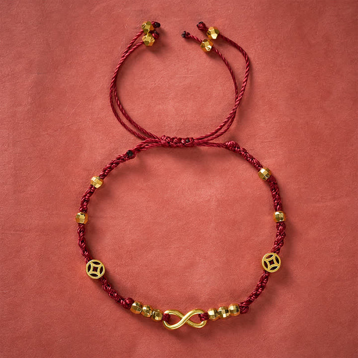 Buddha Stones Geflochtenes rotes Armband mit chinesischem Unendlichkeitssymbol - image 1